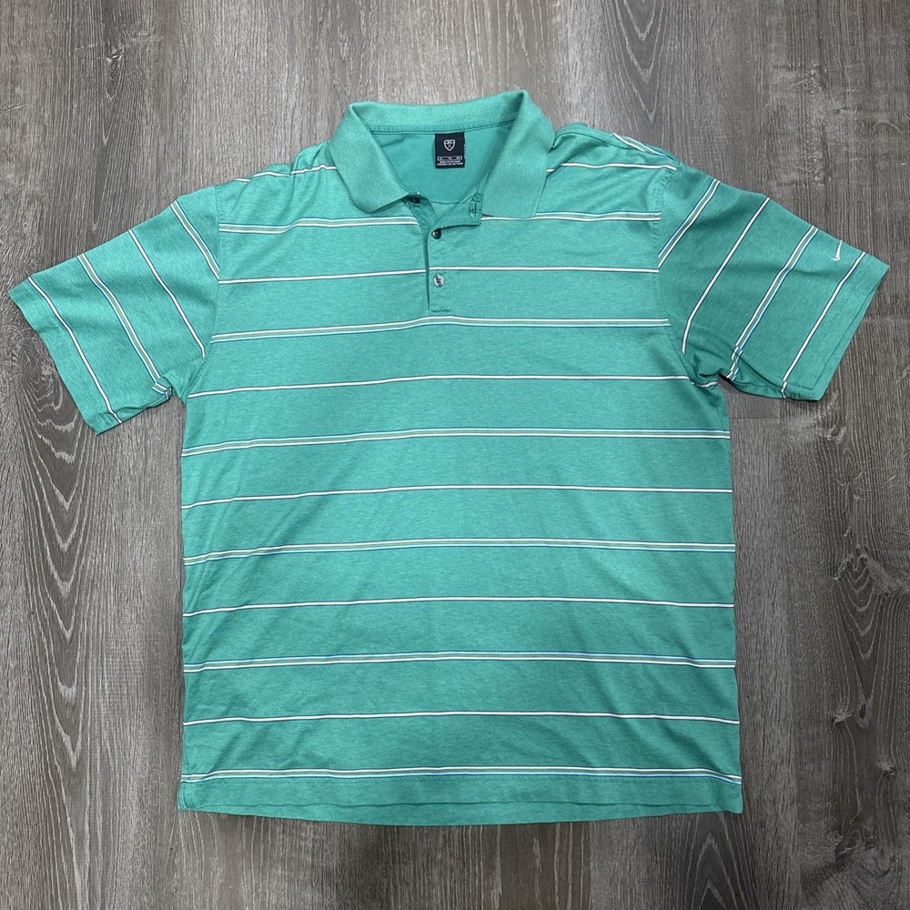 Vintage 90s Nike Golf  Men's Polo Shirt XL Green Green Stripes Y2K Cotton